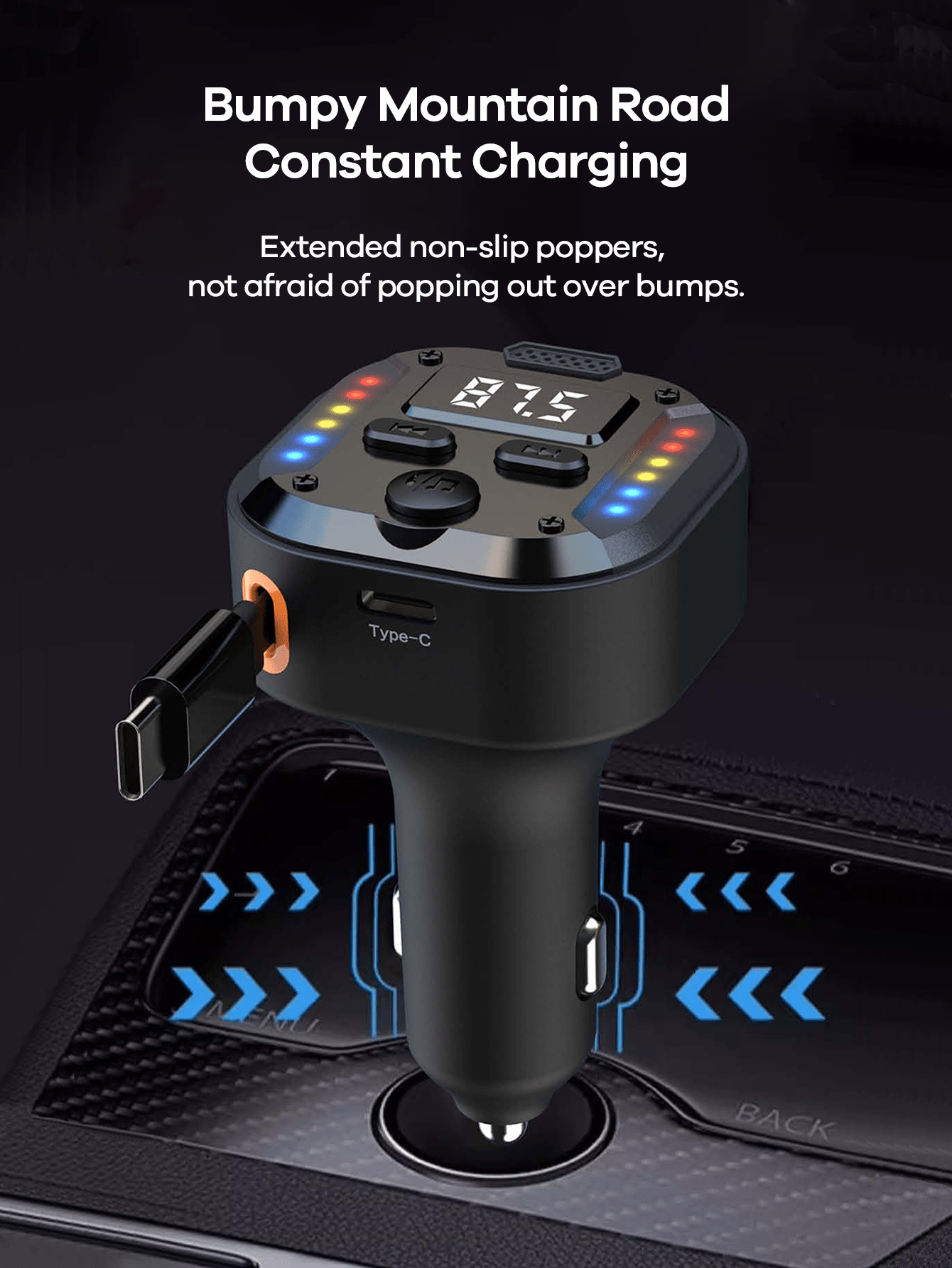 Fm Transmitter - USB C Bluetooth Car Adapter With