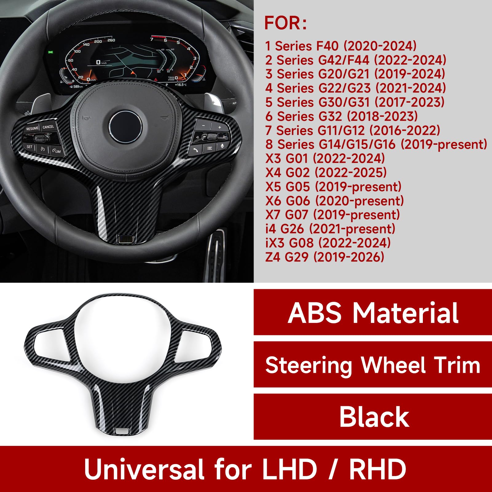 Carbon Fiber Style ABS Steerin - Steering Wheel Cover recensie en prijs