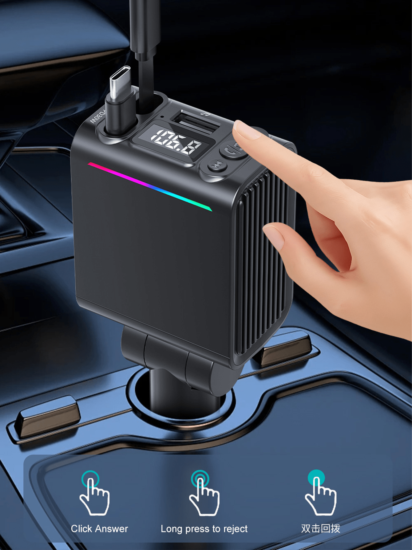 Retractable 75CM USB-C Bluetoo - Fm Transmitter recensie en prijs