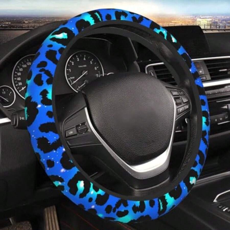 Blue Leopard Print Steering Wh - Steering Wheel Cover recensie en prijs
