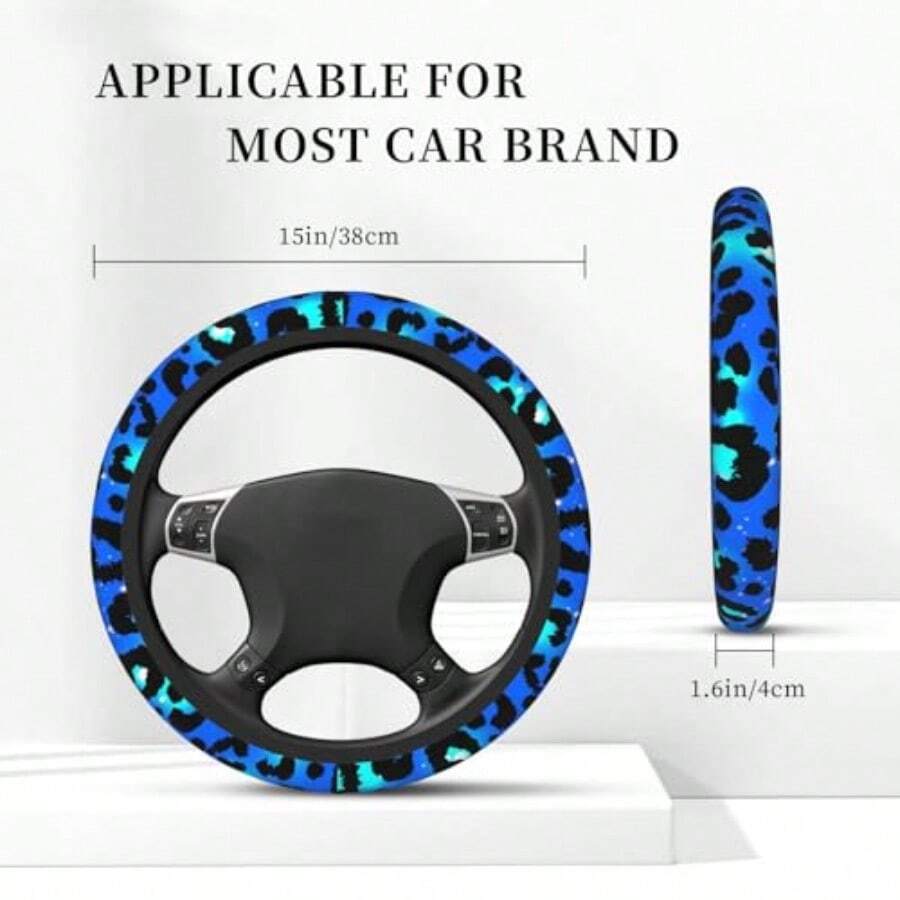 Blue Leopard Print Steering Wh - Steering Wheel Cover recensie en prijs