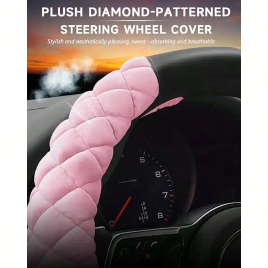 Plush Diamond-Patterned Steeri - Steering Wheel Cover recensie en prijs