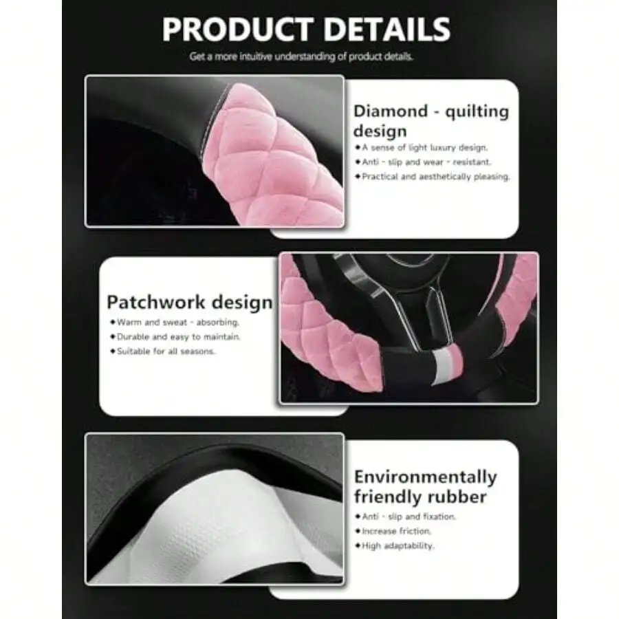 Plush Diamond-Patterned Steeri - Steering Wheel Cover recensie en prijs